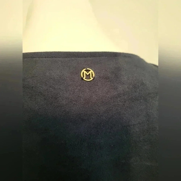 Marie Oliver Andi Navy Faux Suede Fringed Minimalist Boxy Shift Mini Dress(XS) - Picture 7 of 9